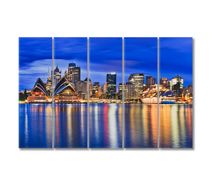 Illumination of Night Sydney Australia Canvas Print-Canvas Print-CetArt-5 Panels-36x24 inches-CetArt