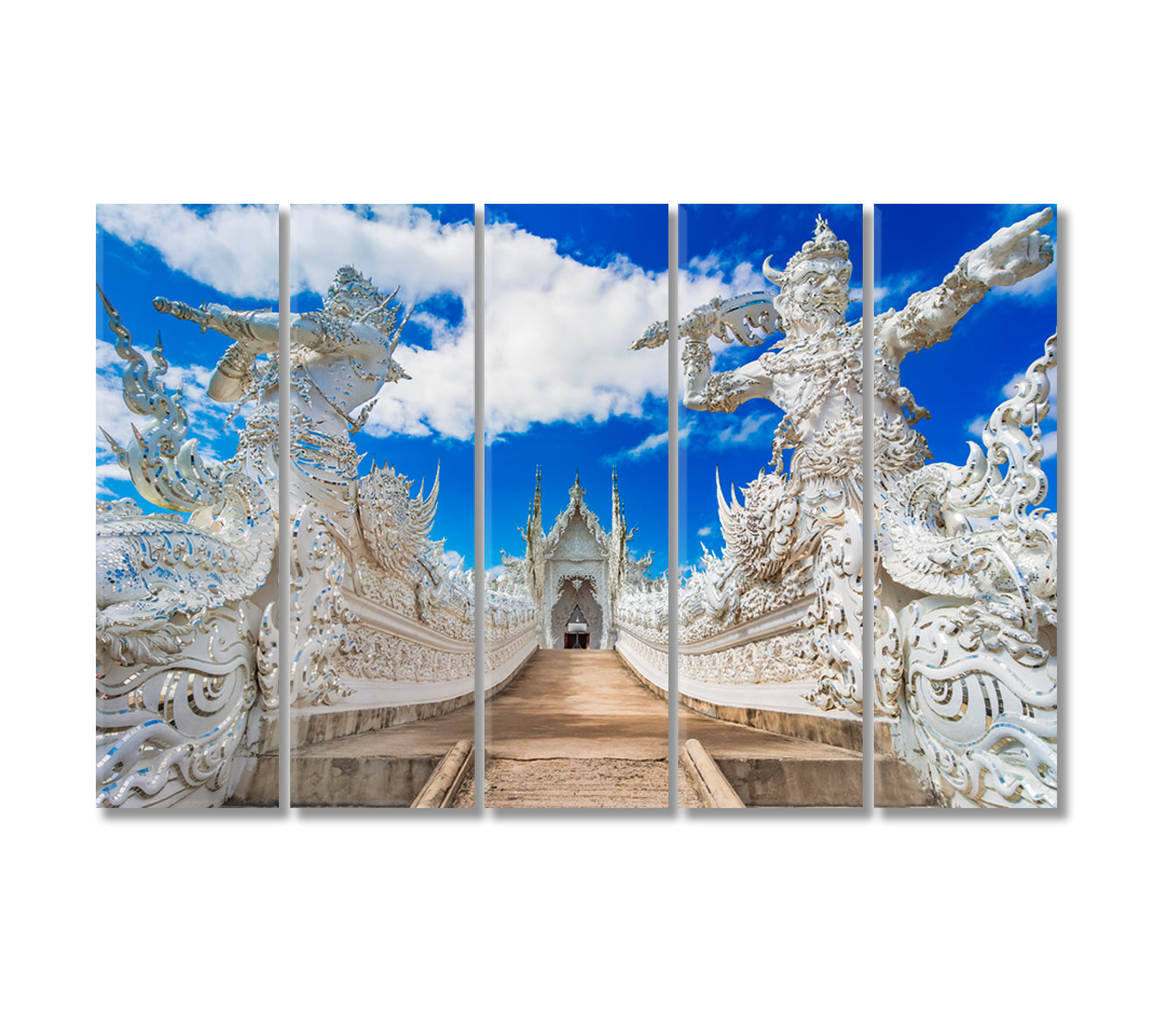 Temple Wat Rong Khun Thailand Canvas Print-Canvas Print-CetArt-5 Panels-36x24 inches-CetArt