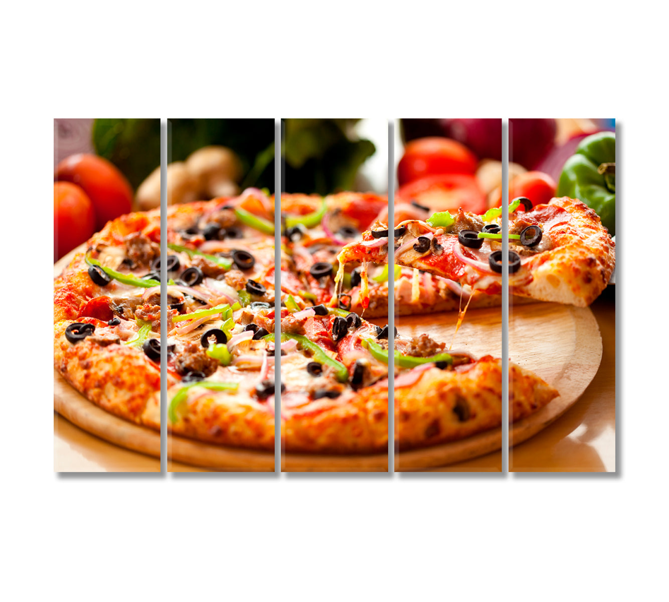 Tasty Pizza with Olives Canvas Print-Canvas Print-CetArt-5 Panels-36x24 inches-CetArt