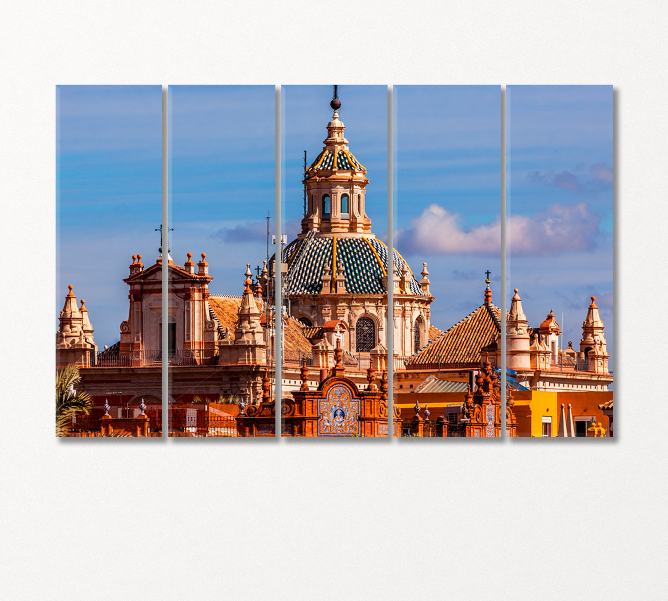 Dome of Church Salvador Seville Spain Canvas Print-Canvas Print-CetArt-5 Panels-36x24 inches-CetArt