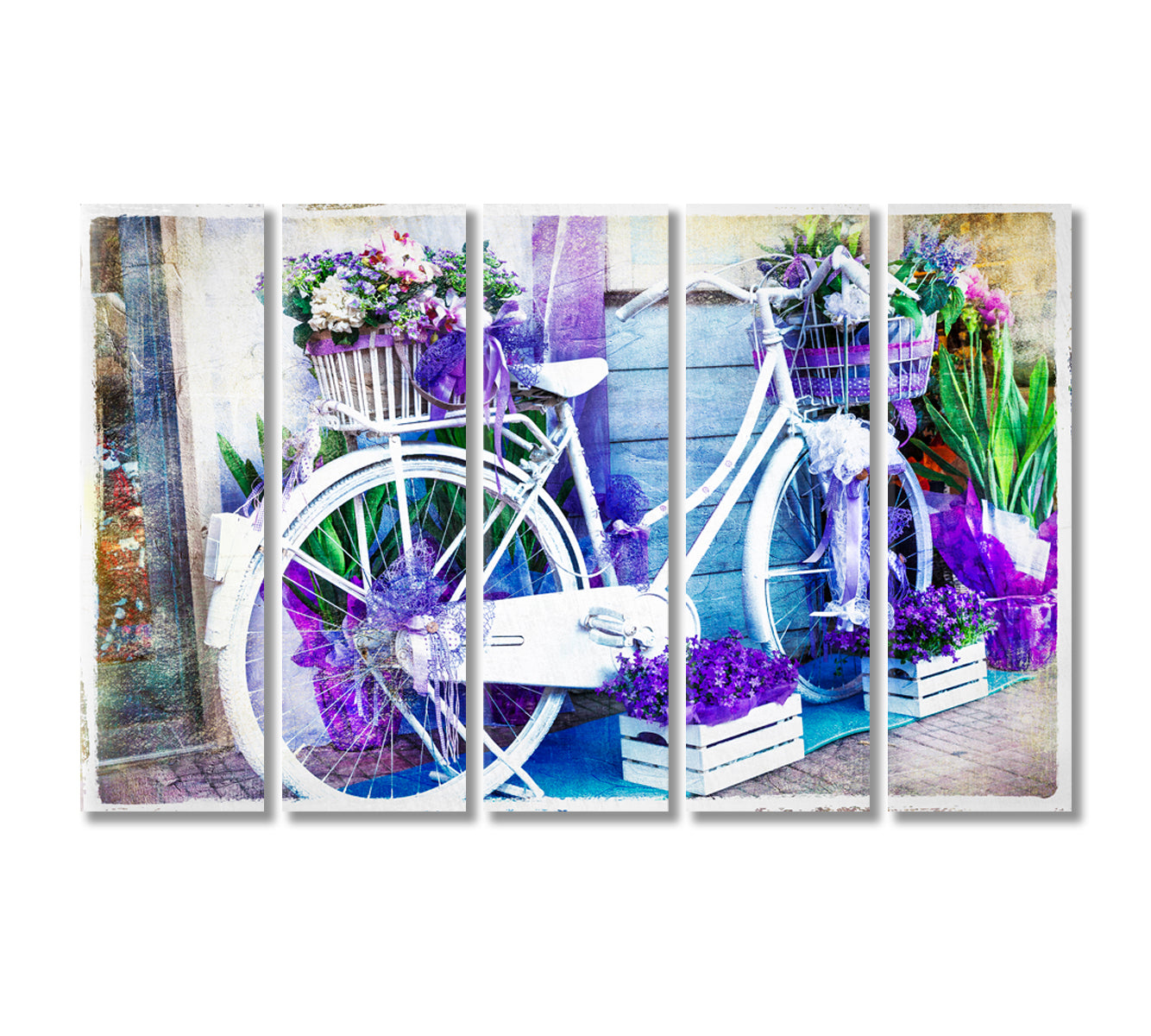 Vintage Floral Bike Canvas Print-Canvas Print-CetArt-5 Panels-36x24 inches-CetArt