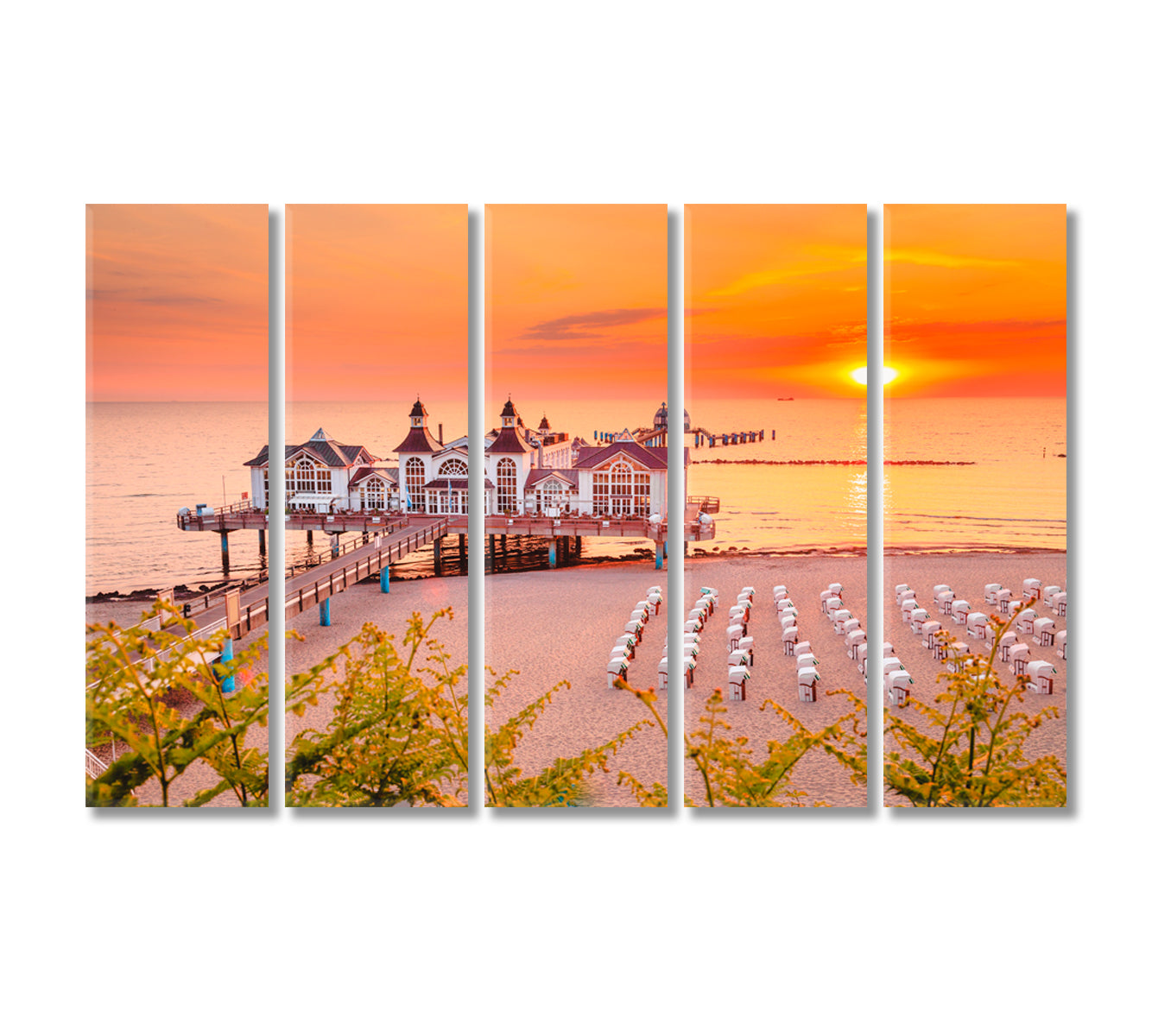 Famous Sellin Seebruecke (Sellin Pier) Germany Canvas Print-Canvas Print-CetArt-5 Panels-36x24 inches-CetArt