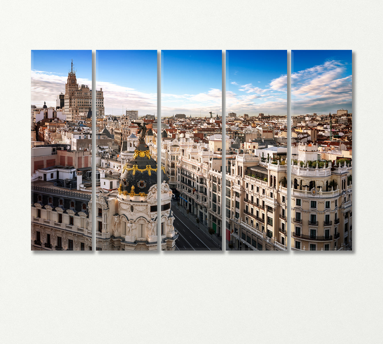 Madrid Architecture Cityscape Spain Canvas Print-Canvas Print-CetArt-5 Panels-36x24 inches-CetArt