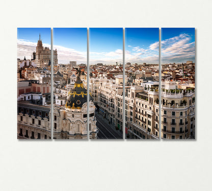 Madrid Architecture Cityscape Spain Canvas Print-Canvas Print-CetArt-5 Panels-36x24 inches-CetArt