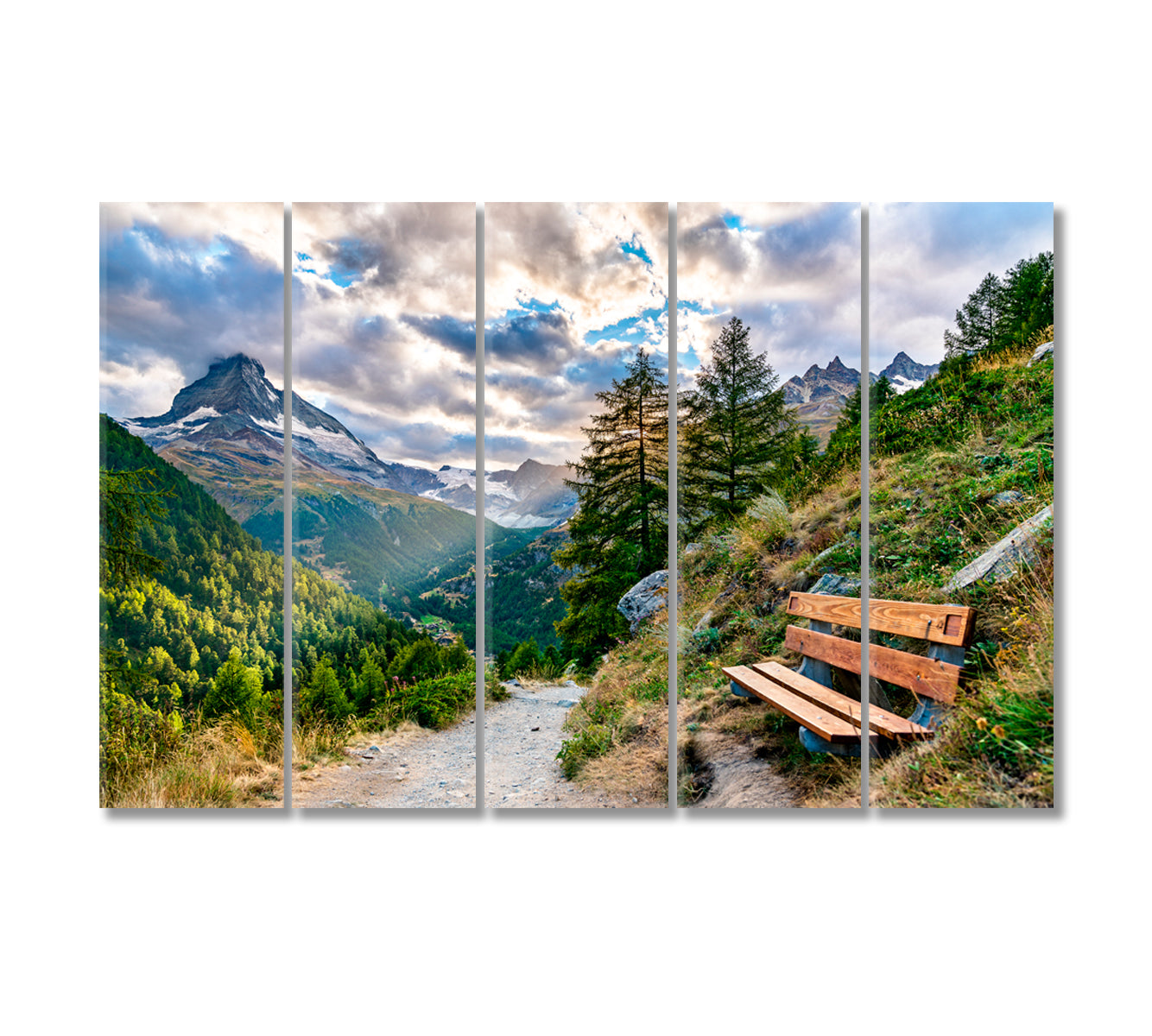 View of Matterhorn Mountain Swiss Alps Canvas Print-Canvas Print-CetArt-5 Panels-36x24 inches-CetArt