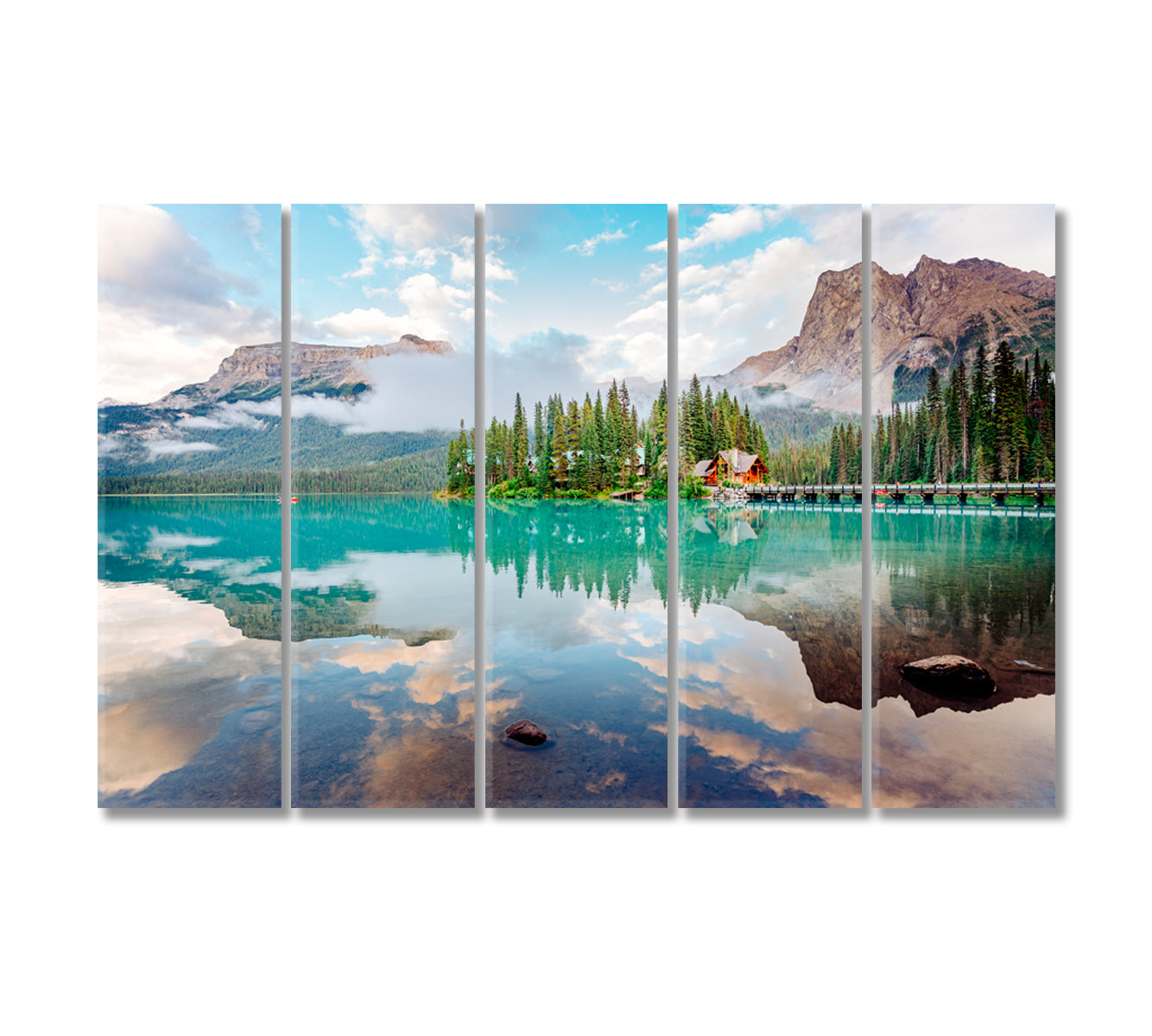 Amazing Emerald Lake in Yoho National Park Canvas Print-Canvas Print-CetArt-5 Panels-36x24 inches-CetArt