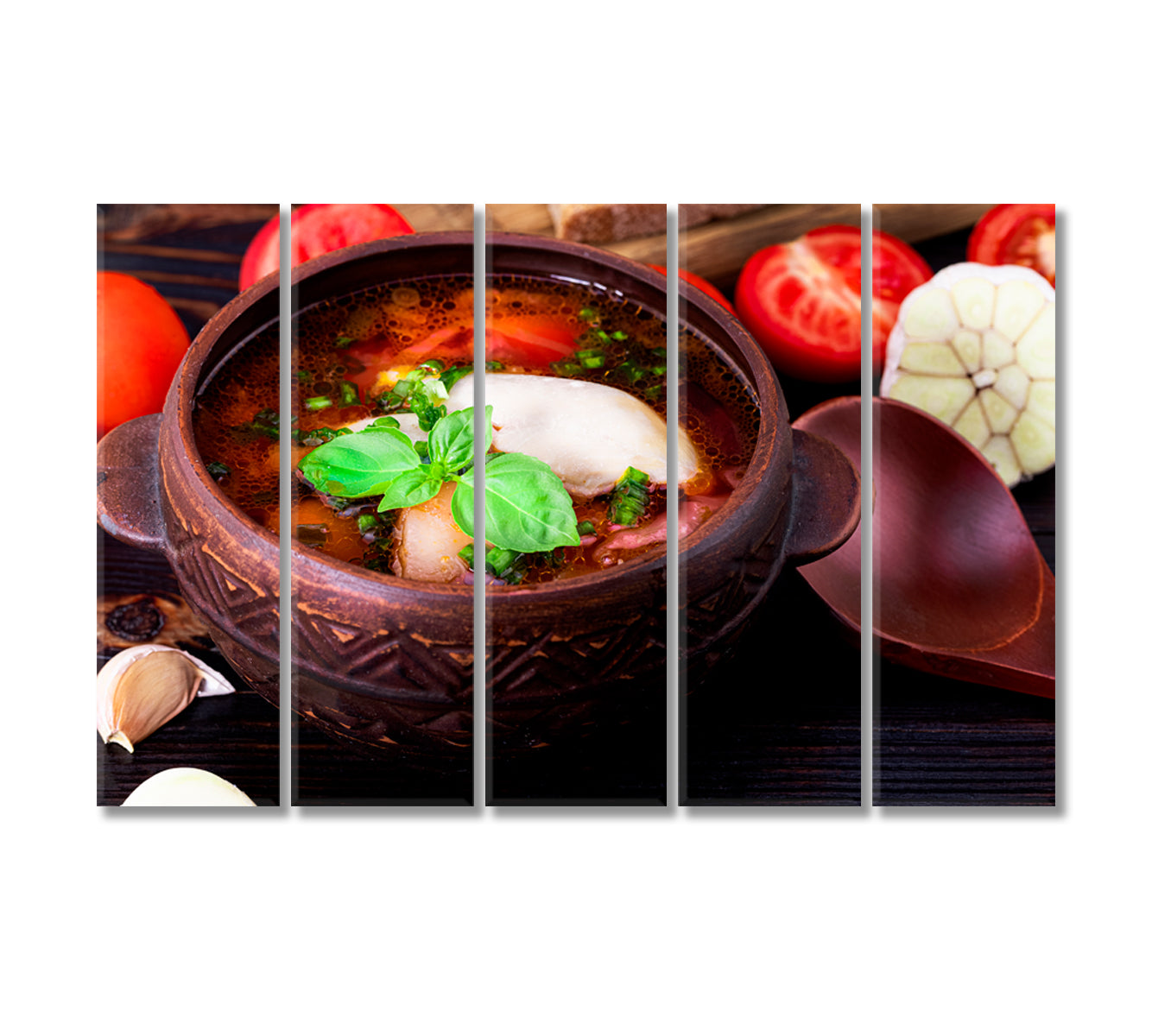 Red Borscht with Garlic Canvas Print-Canvas Print-CetArt-5 Panels-36x24 inches-CetArt