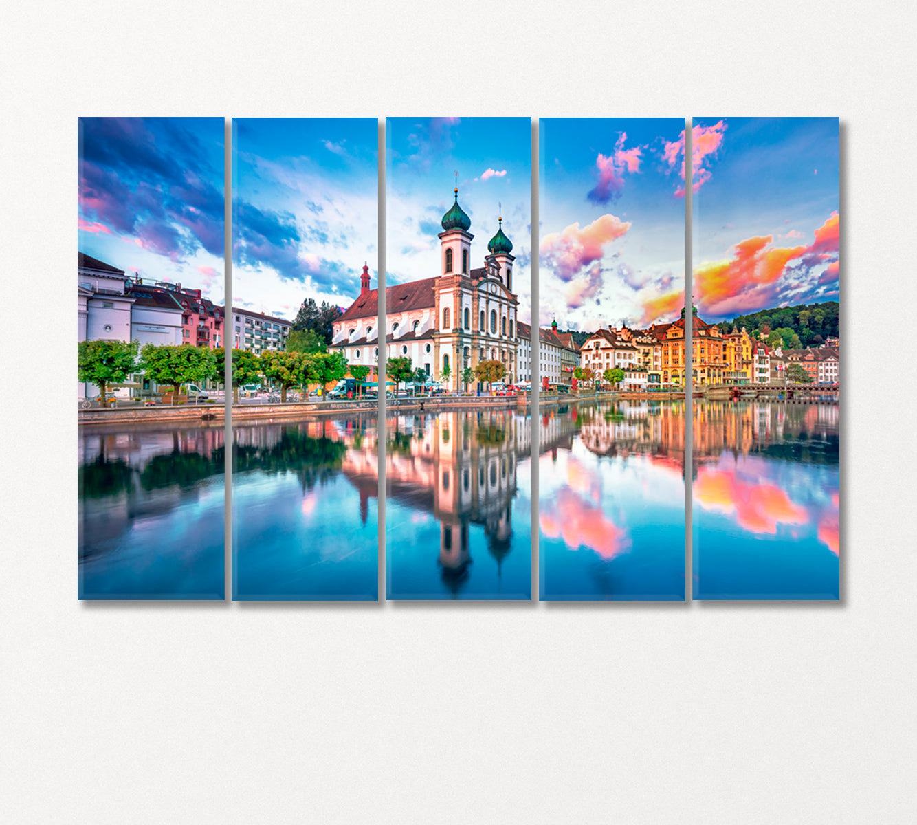 Historic City Center Lucerne Switzerland Canvas Print-Canvas Print-CetArt-5 Panels-36x24 inches-CetArt