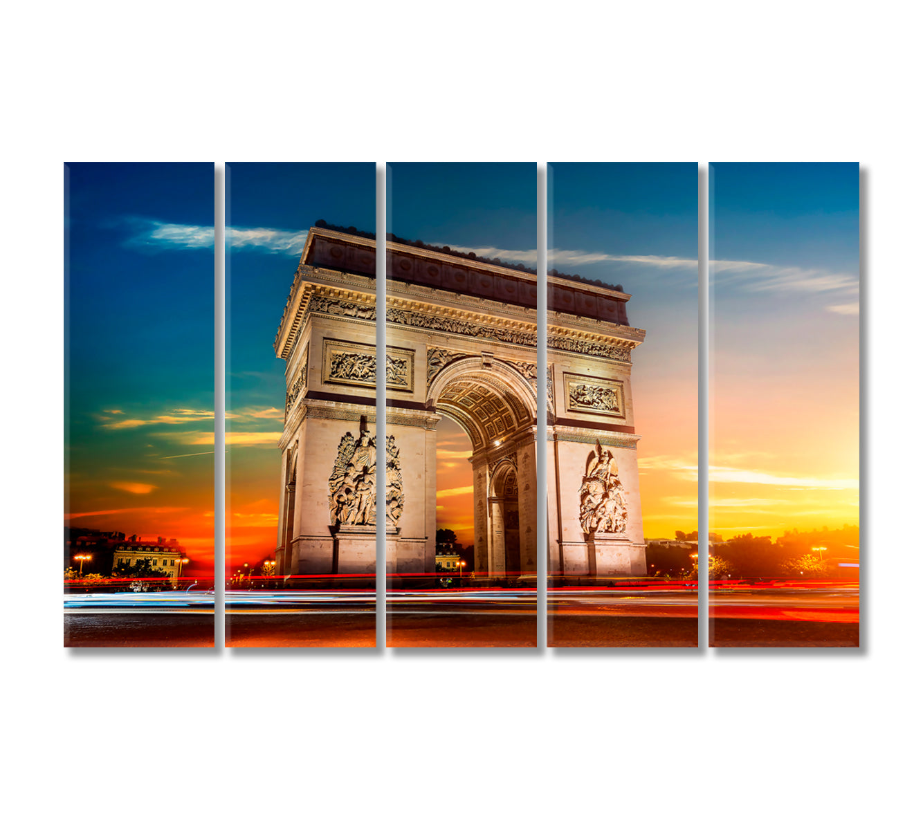 Arch of Triumph in Paris at Night Canvas Print-Canvas Print-CetArt-5 Panels-36x24 inches-CetArt