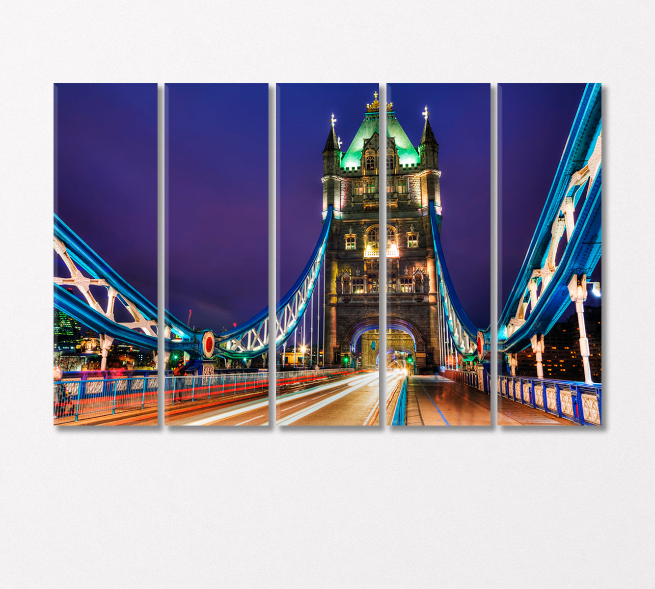 Tower Bridge at Night Time London Great Britain Canvas Print-Canvas Print-CetArt-5 Panels-36x24 inches-CetArt