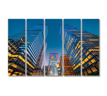 New York Skyscrapers at Dusk Canvas Print-Canvas Print-CetArt-5 Panels-36x24 inches-CetArt