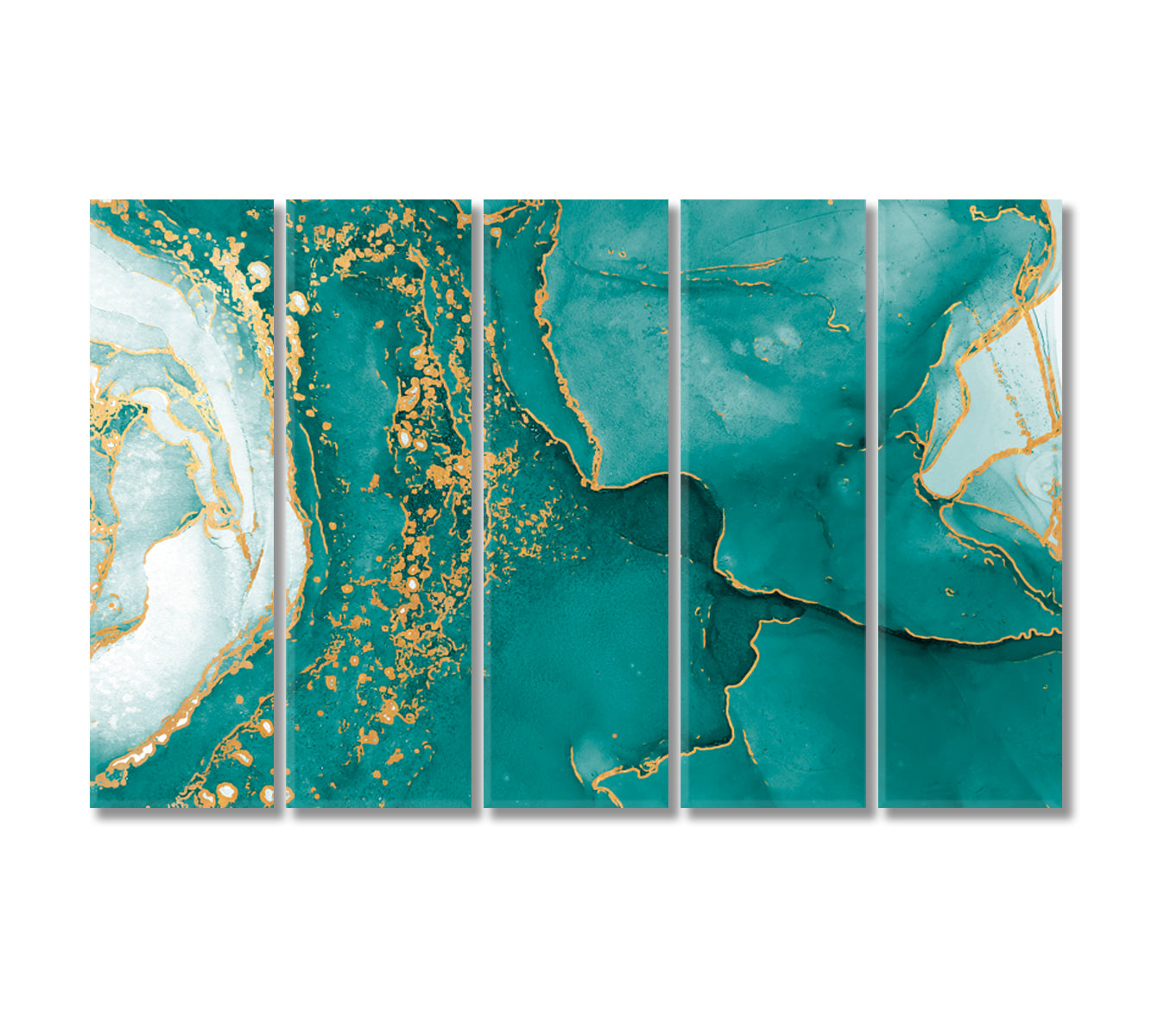 Abstract Aquamarine Watercolor Ink Pattern Canvas Print-Canvas Print-CetArt-5 Panels-36x24 inches-CetArt