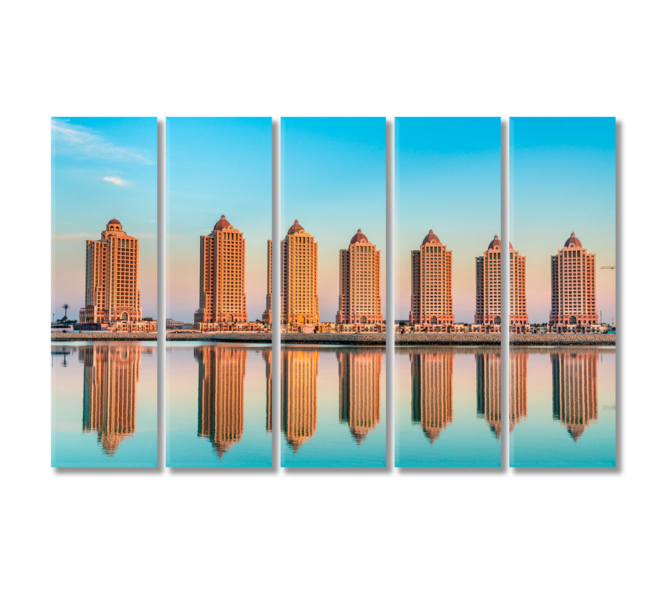 Residential Buildings on Pearl Doha Qatar Canvas Print-Canvas Print-CetArt-5 Panels-36x24 inches-CetArt