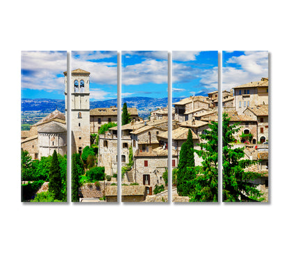 Famous Basilica of St Francis Assisi Italy Canvas Print-Canvas Print-CetArt-5 Panels-36x24 inches-CetArt