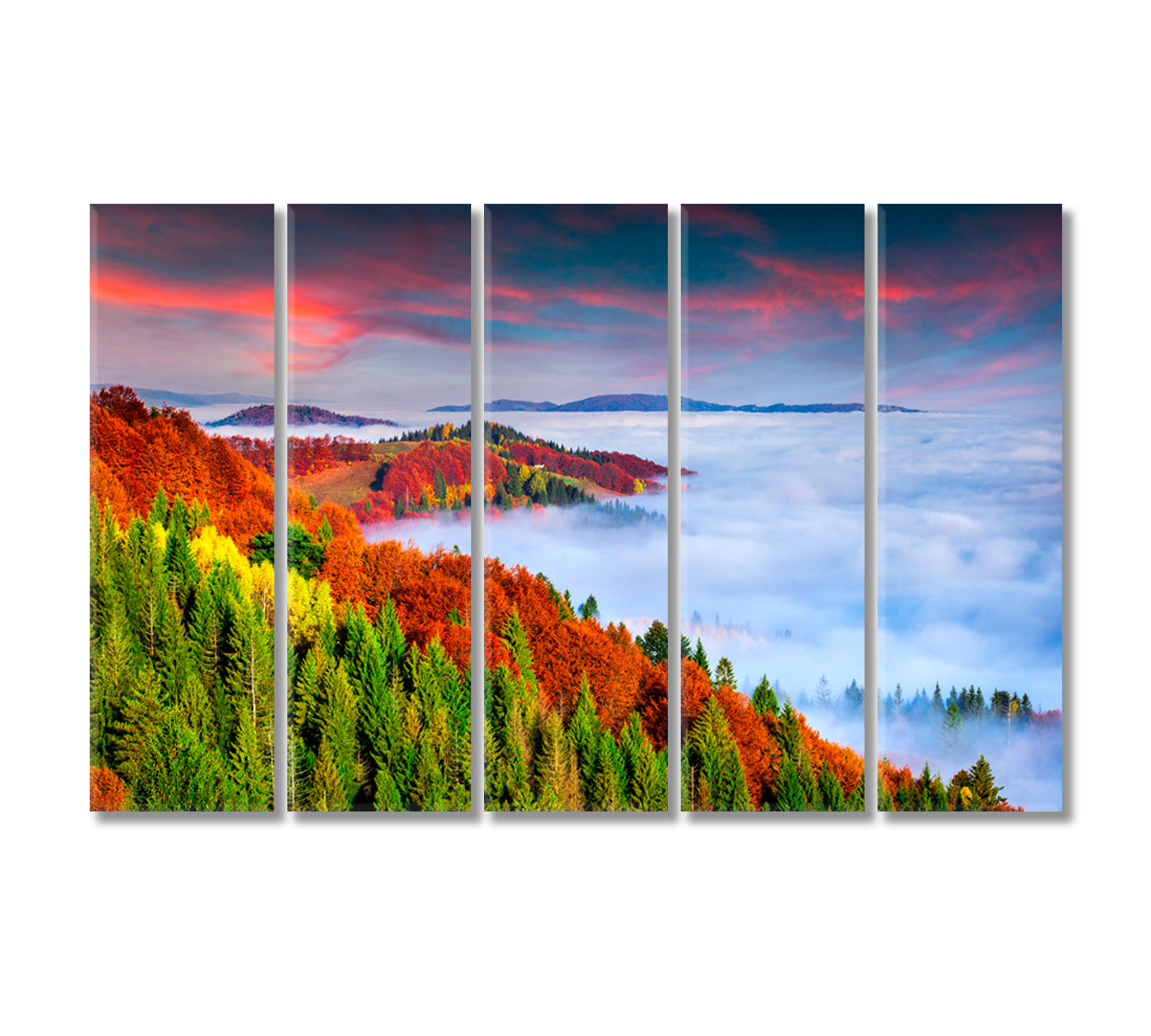 Autumn Morning in Carpathians Ukraine Canvas Print-Canvas Print-CetArt-5 Panels-36x24 inches-CetArt