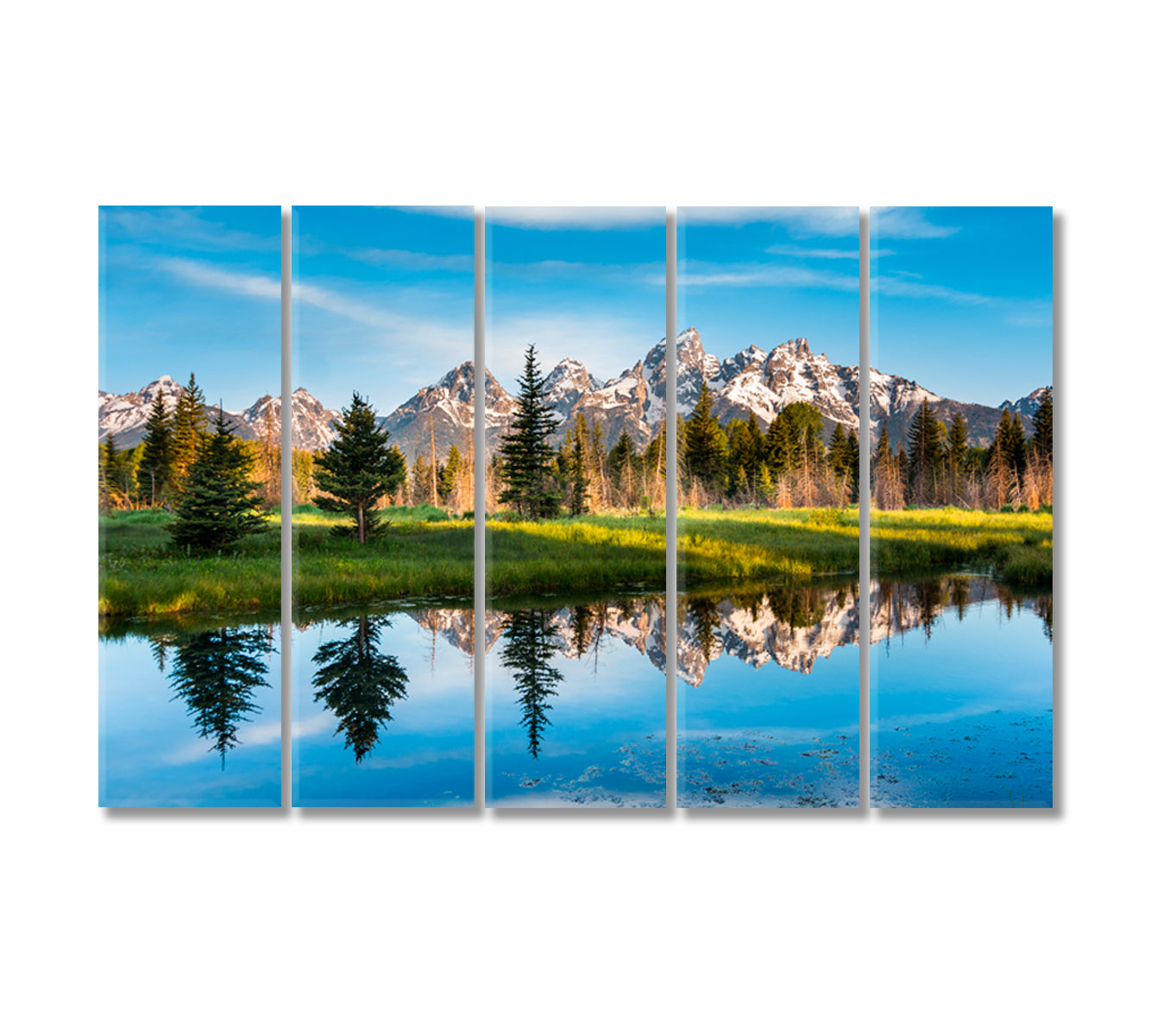 Grand Teton National Park Mountain Landscape USA Canvas Print-Canvas Print-CetArt-5 Panels-36x24 inches-CetArt