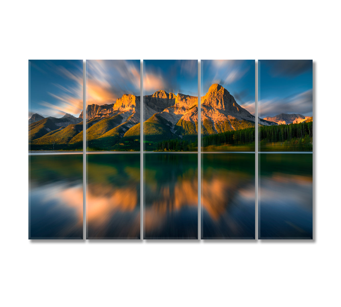 Natural Landscape Rundle Forebay Reservoir Canmore Canada Canvas Print-Canvas Print-CetArt-5 Panels-36x24 inches-CetArt