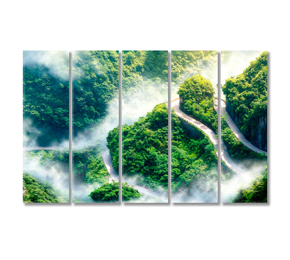 Tongtian Road to Tianmen Mountain Zhangjiajie National Forest Park Canvas Print-Canvas Print-CetArt-5 Panels-36x24 inches-CetArt