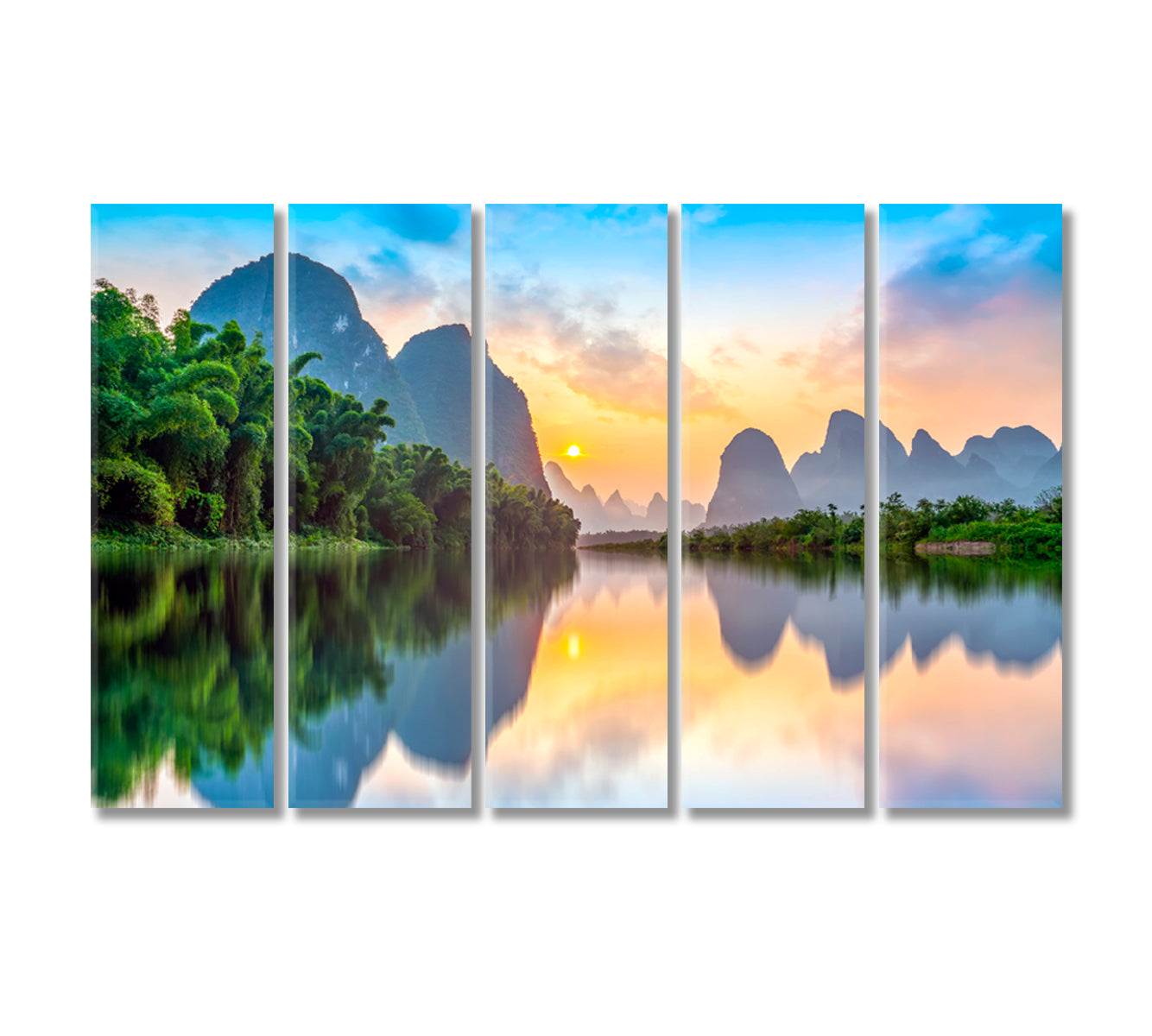 Beautiful Natural Landscape of Guilin China Canvas Print-Canvas Print-CetArt-5 Panels-36x24 inches-CetArt