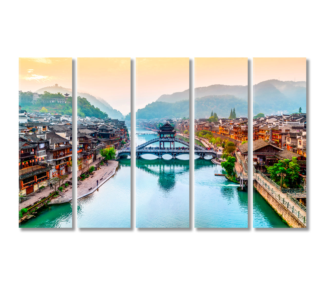 Phoenix Town Hunan China Canvas Print-Canvas Print-CetArt-5 Panels-36x24 inches-CetArt