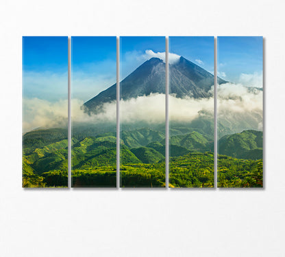 Active Volcano Merapi in Indonesia Canvas Print-Canvas Print-CetArt-5 Panels-36x24 inches-CetArt