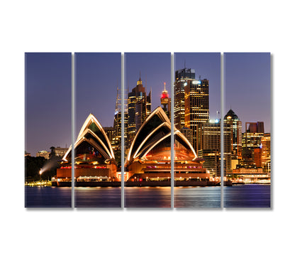 Night Sydney Australia Canvas Print-Canvas Print-CetArt-5 Panels-36x24 inches-CetArt