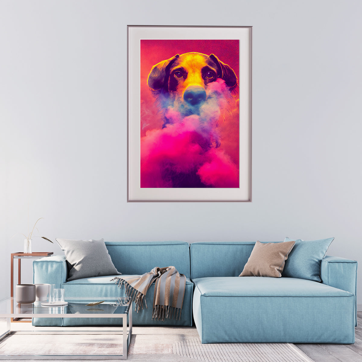 Stunning Dog Portrait in Pink Mist Modern Art Poster-Vertical Posters NOT FRAMED-CetArt-8″x10″ inches-CetArt