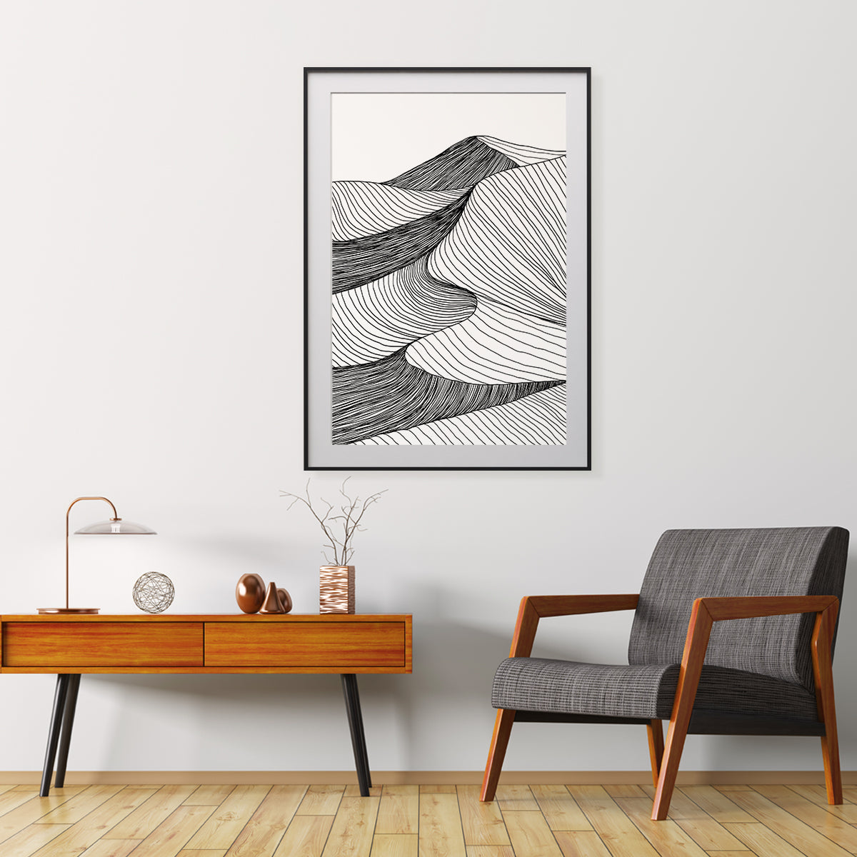 Abstract Black and White Mountain Landscape Posters Decor-Vertical Posters NOT FRAMED-CetArt-8″x10″ inches-CetArt