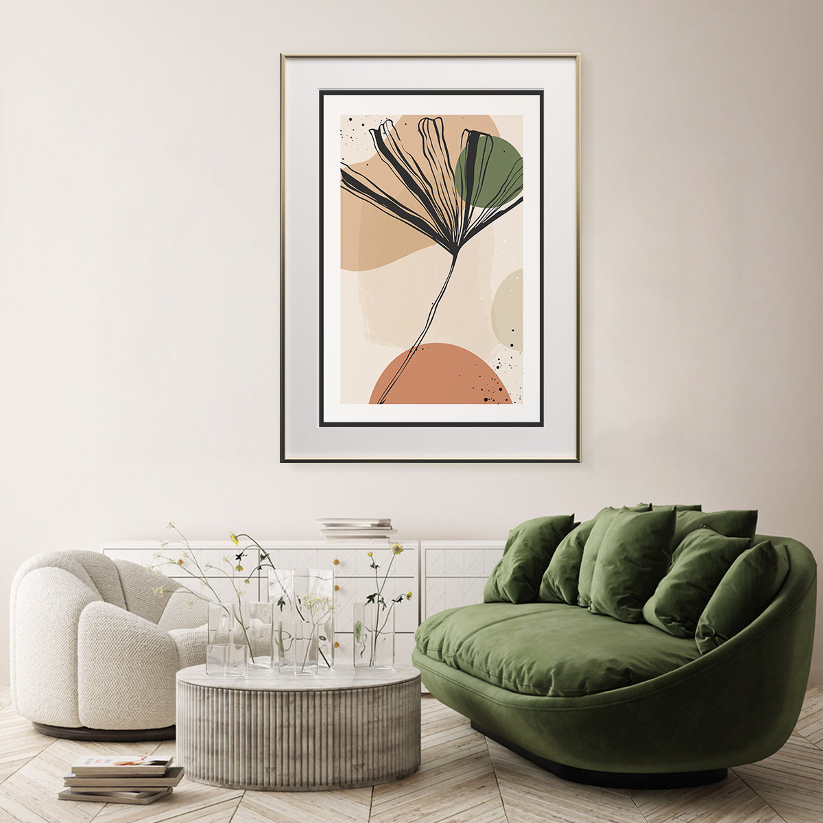 Abstract Green Leaves Line Art Posters For Living Room Wall-Vertical Posters NOT FRAMED-CetArt-8″x10″ inches-CetArt