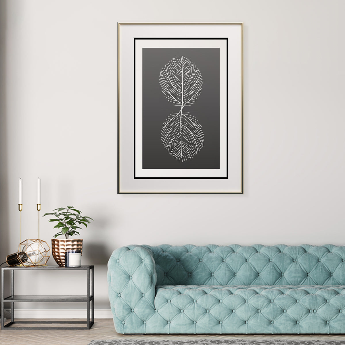 Abstract Leaf Line Art in Black White Office Posters Wall Art-Vertical Posters NOT FRAMED-CetArt-8″x10″ inches-CetArt