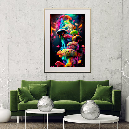 Surreal Multicolor Mushrooms Modern Abstract Art Posters-Vertical Posters NOT FRAMED-CetArt-8″x10″ inches-CetArt