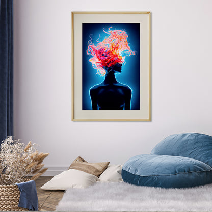 Abstract Portrait of Dreaming Girl Poster Print Modern Wall Art-Vertical Posters NOT FRAMED-CetArt-8″x10″ inches-CetArt