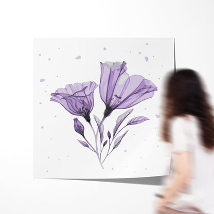 Abstract Purple Flowers Posters Prints Wall Art-Square Posters NOT FRAMED-CetArt-8″x8″ inches-CetArt