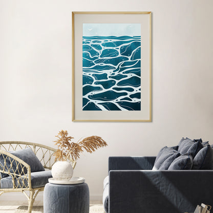 Abstract Blue Sea Waves Living Room Art Posters Japanese Style-Vertical Posters NOT FRAMED-CetArt-8″x10″ inches-CetArt