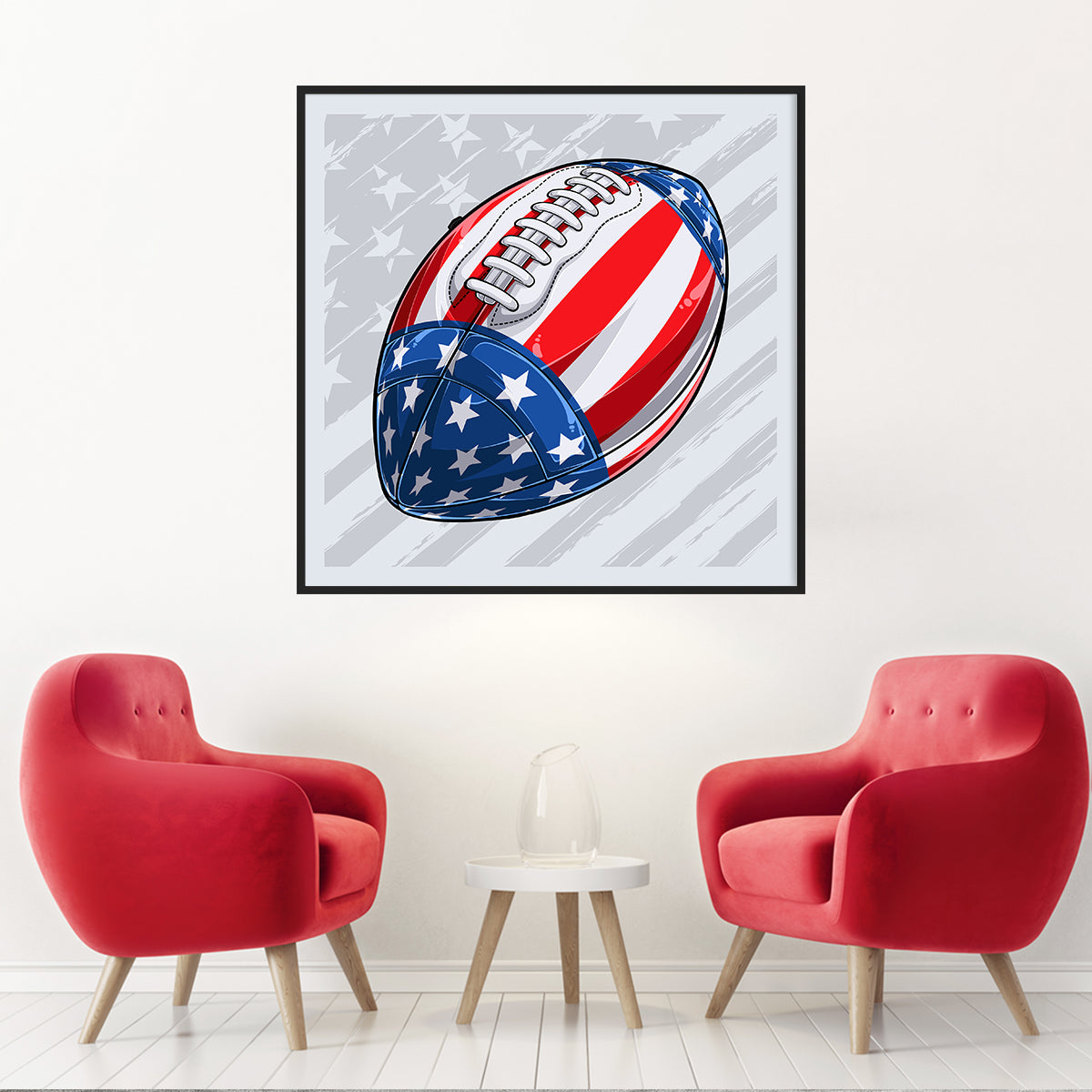 American Football Ball with USA Flag Poster Decorations Ideas-Square Posters NOT FRAMED-CetArt-8″x8″ inches-CetArt