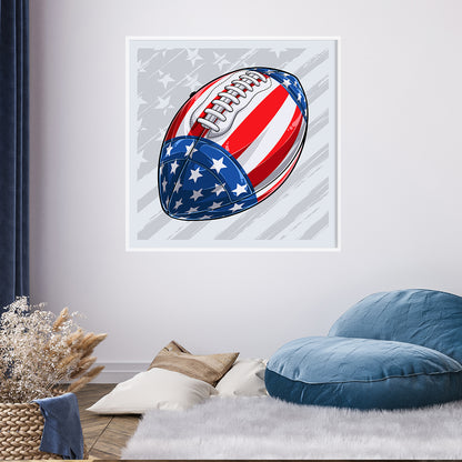 American Football Ball with USA Flag Poster Decorations Ideas-Square Posters NOT FRAMED-CetArt-8″x8″ inches-CetArt