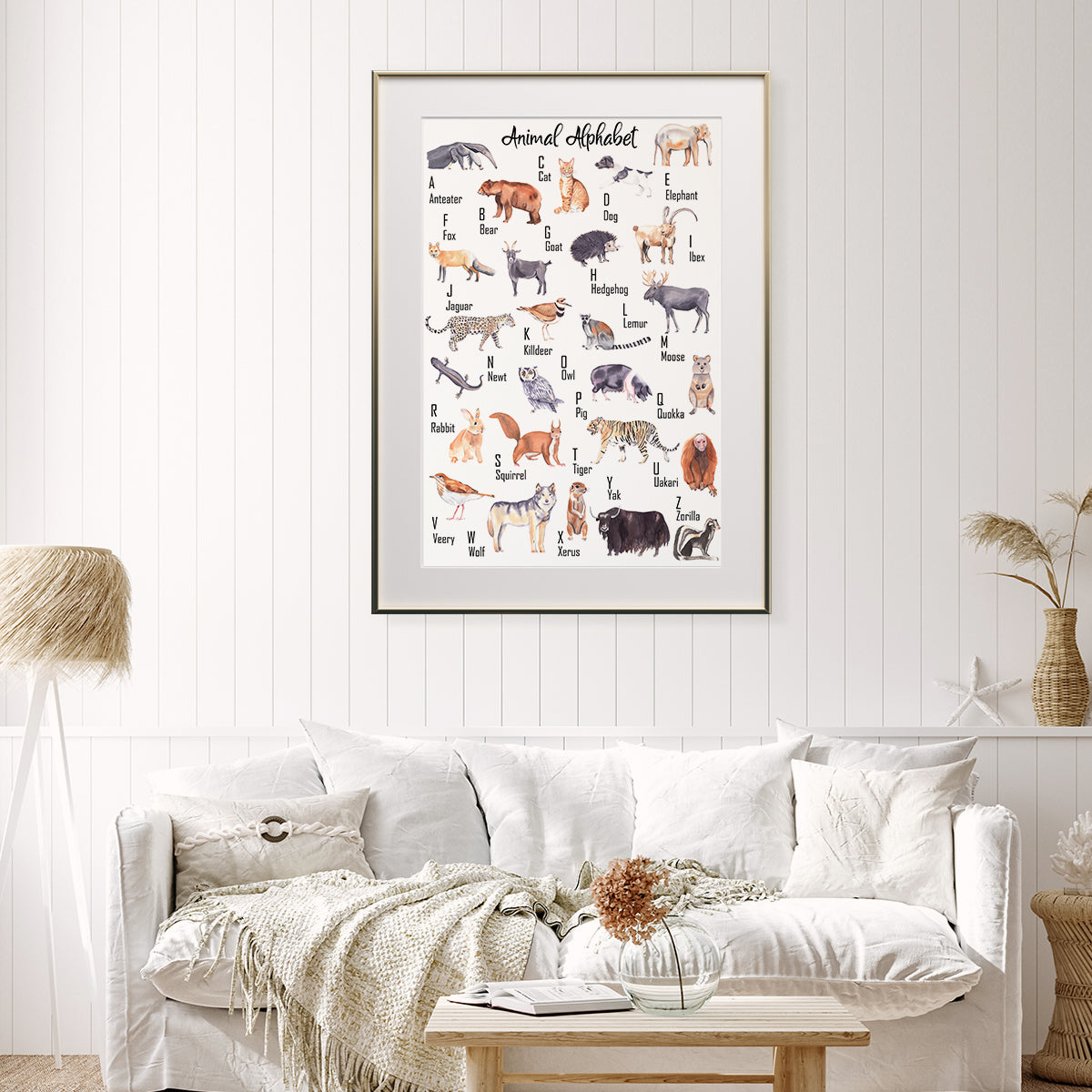 Animal Alphabet Poster Print Nursery Wall Art-Vertical Posters NOT FRAMED-CetArt-8″x10″ inches-CetArt