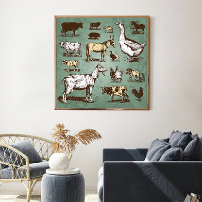 Vintage Farm Animals Cool Posters For Room-Square Posters NOT FRAMED-CetArt-8″x8″ inches-CetArt