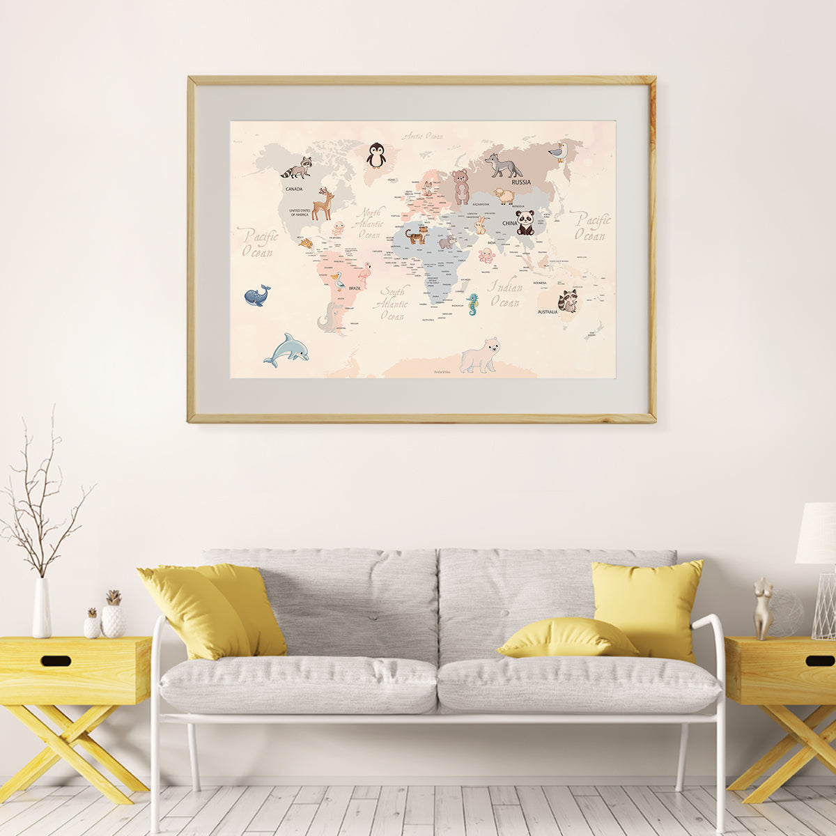 Animals World Map Kids Room Poster Ideas-Horizontal Posters NOT FRAMED-CetArt-10″x8″ inches-CetArt