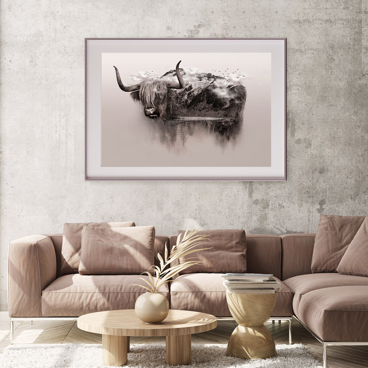 Brown Yak with Mountains Creative Art Posters For Wall-Horizontal Posters NOT FRAMED-CetArt-10″x8″ inches-CetArt