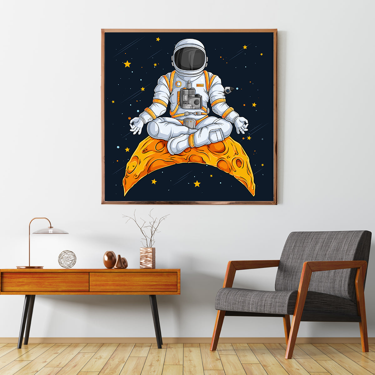 Astronaut Doing Yoga on Moon Living Room Poster Ideas-Square Posters NOT FRAMED-CetArt-8″x8″ inches-CetArt