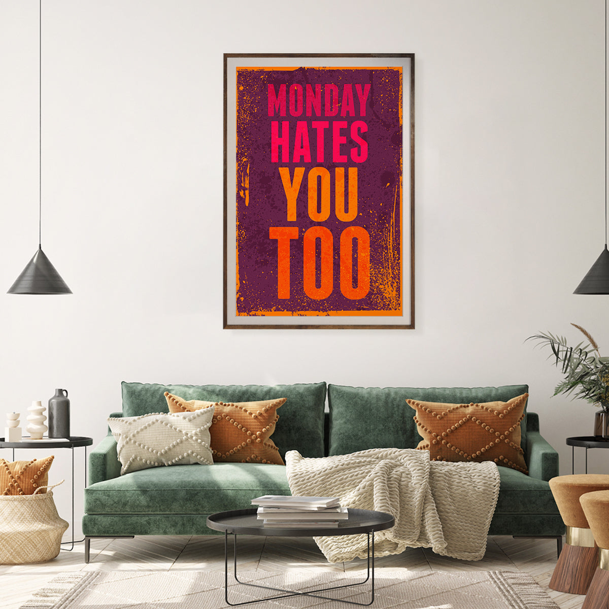 Monday Hates You Too Quote Wall Art Vintage Posters-Vertical Posters NOT FRAMED-CetArt-8″x10″ inches-CetArt