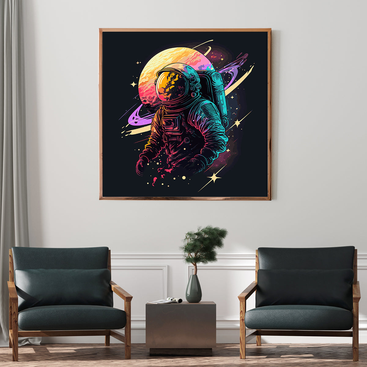 Colorful Astronaut in Outer Space Posters For Living Room Wall-Square Posters NOT FRAMED-CetArt-8″x8″ inches-CetArt