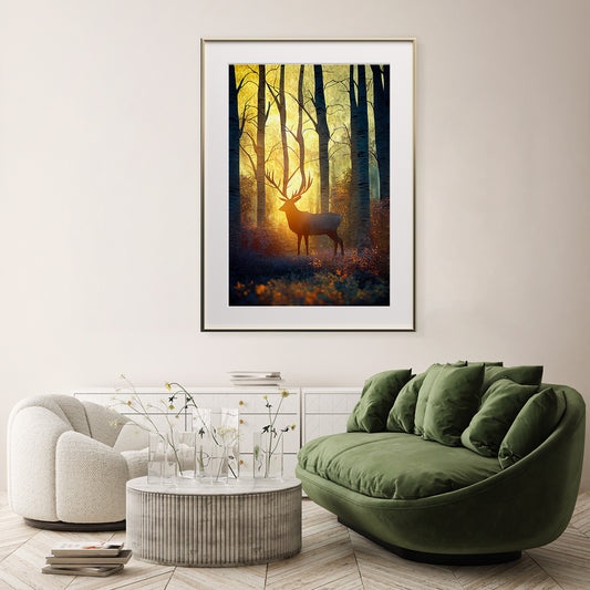 Beautiful Deer in Autumn Forest Poster Wall Art Decor-Vertical Posters NOT FRAMED-CetArt-8″x10″ inches-CetArt