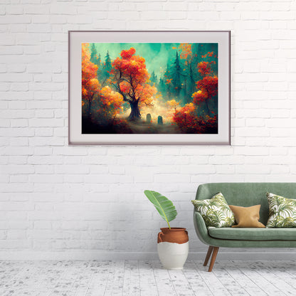 Beautiful Mysterious Autumn Forest Poster Print Modern Wall Art-Horizontal Posters NOT FRAMED-CetArt-10″x8″ inches-CetArt