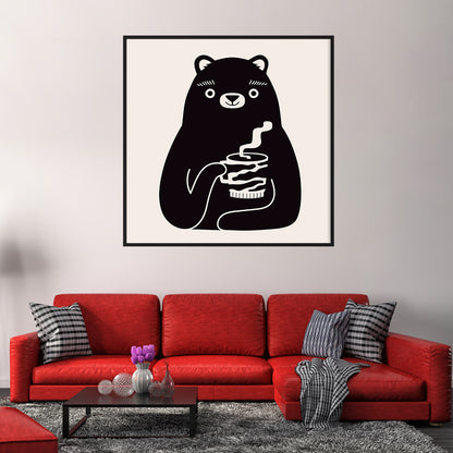 Bear with Cup of Coffee Poster Print Modern Wall Art-Square Posters NOT FRAMED-CetArt-8″x8″ inches-CetArt