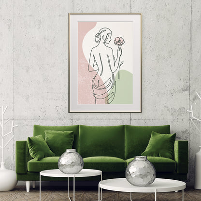 Beautiful Woman Silhouette With Flowers Line Art Modern Abstract Art Posters-Vertical Posters NOT FRAMED-CetArt-8″x10″ inches-CetArt