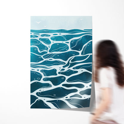 Abstract Blue Sea Waves Living Room Art Posters Japanese Style-Vertical Posters NOT FRAMED-CetArt-8″x10″ inches-CetArt