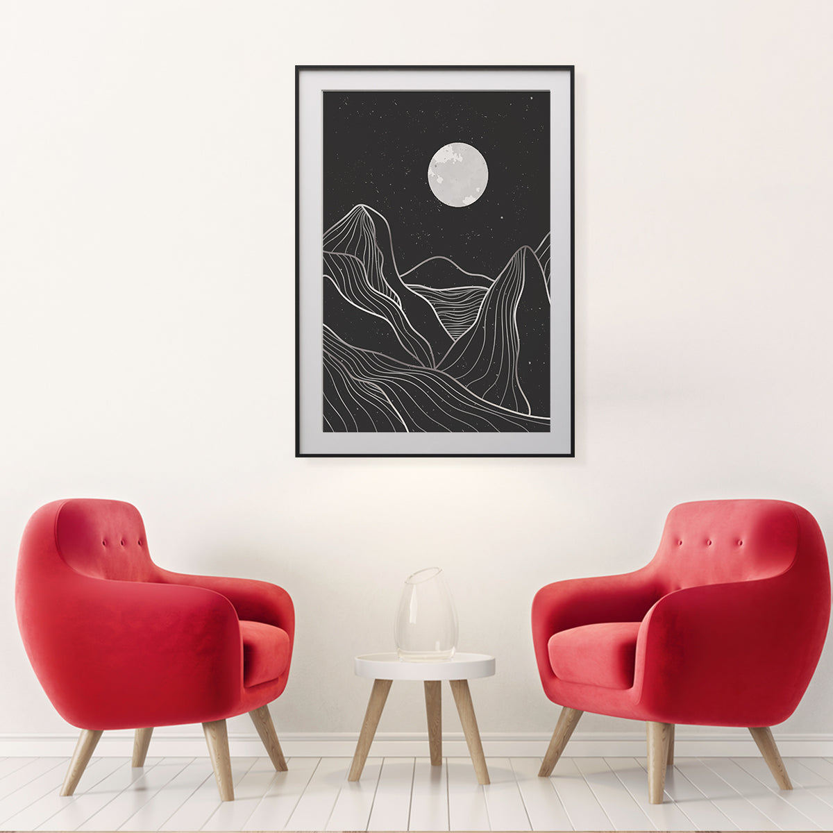 Black Mountain Landscapes Line Art Poster Print Modern Wall Art-Vertical Posters NOT FRAMED-CetArt-8″x10″ inches-CetArt