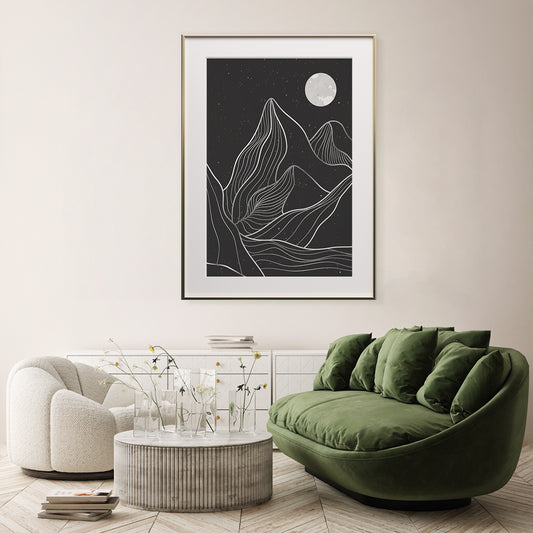 Black Mountain Line Art Posters And Wall Art Prints-Vertical Posters NOT FRAMED-CetArt-8″x10″ inches-CetArt